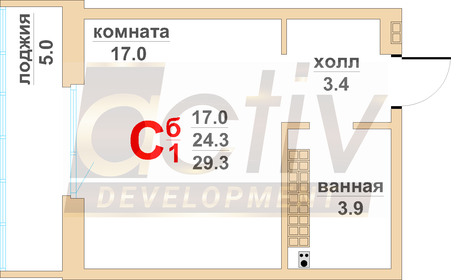 24,3 м², 1-комнатная квартира 3 040 000 ₽ - изображение 3