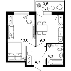 35,1 м², 1-комнатная квартира 13 313 585 ₽ - изображение 23