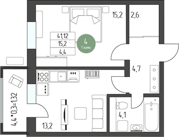 44,3 м², 1-комнатная квартира 5 853 240 ₽ - изображение 8