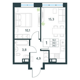 Квартира 34,1 м², 1-комнатная - изображение 1