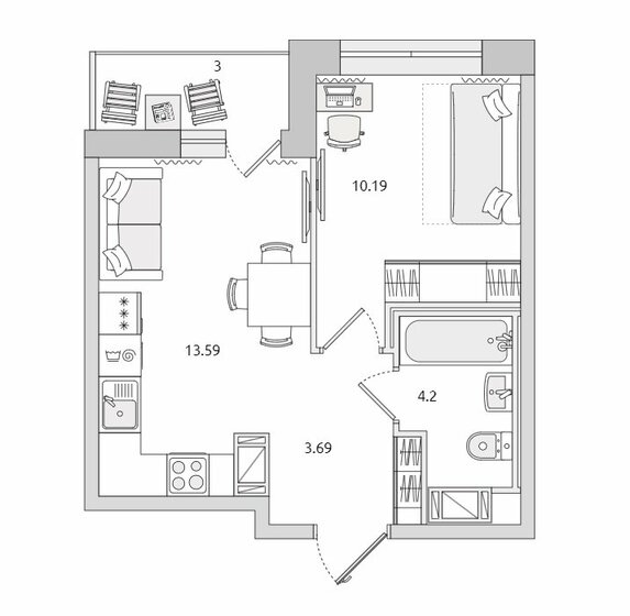 34,7 м², 1-комнатная квартира 5 700 000 ₽ - изображение 1