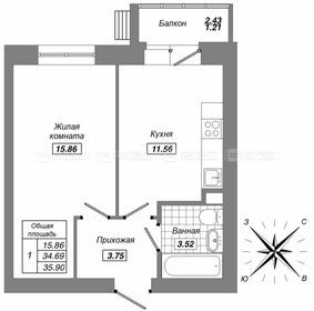 Квартира 35,9 м², 1-комнатная - изображение 1