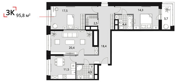 96,6 м², 4-комнатная квартира 35 247 000 ₽ - изображение 22