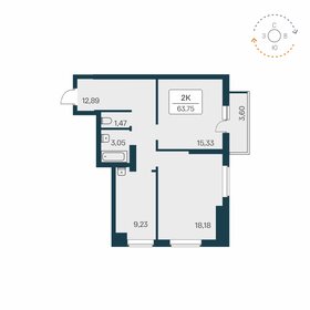 Квартира 63,8 м², 2-комнатная - изображение 1