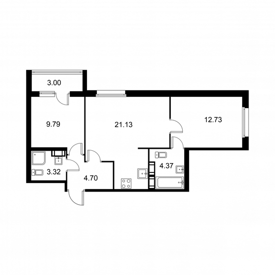 57,5 м², 2-комнатная квартира 8 861 160 ₽ - изображение 1