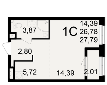 Квартира 27,8 м², студия - изображение 1