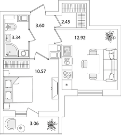 34,5 м², 1-комнатная квартира 9 225 653 ₽ - изображение 65