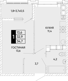36,3 м², 1-комнатная квартира 4 512 090 ₽ - изображение 22