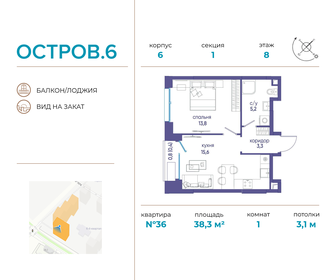 38,3 м², 1-комнатная квартира 24 186 450 ₽ - изображение 43