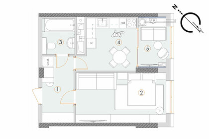 Квартира 43,2 м², 1-комнатная - изображение 1