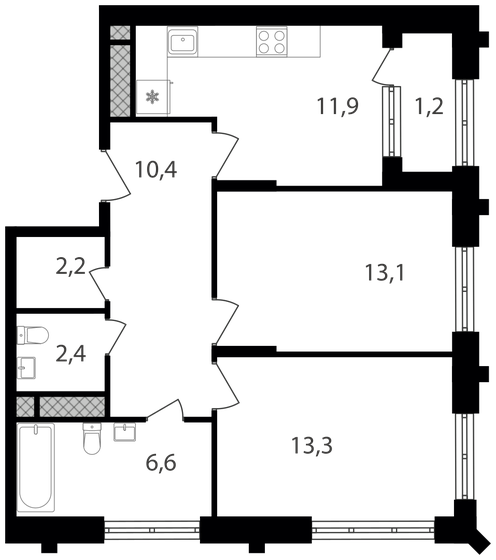61,1 м², 2-комнатная квартира 17 712 890 ₽ - изображение 1