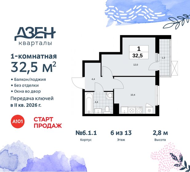 32,5 м², 1-комнатная квартира 9 456 007 ₽ - изображение 47