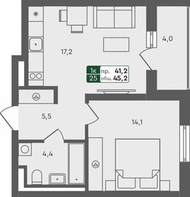 45,2 м², 1-комнатная квартира 5 442 400 ₽ - изображение 29