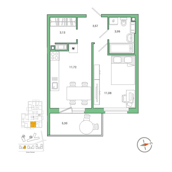 35,3 м², 1-комнатная квартира 6 727 896 ₽ - изображение 1