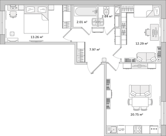 57,5 м², 2-комнатная квартира 8 300 000 ₽ - изображение 62