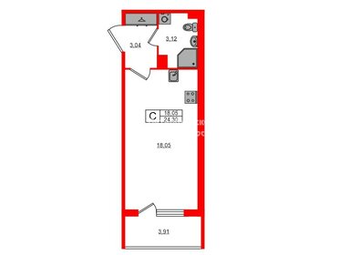 Квартира 24,3 м², студия - изображение 1