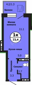Квартира 23,4 м², 1-комнатная - изображение 1