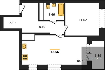 Квартира 46,6 м², 1-комнатная - изображение 1