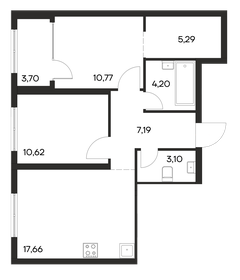 Квартира 62,5 м², 2-комнатная - изображение 1