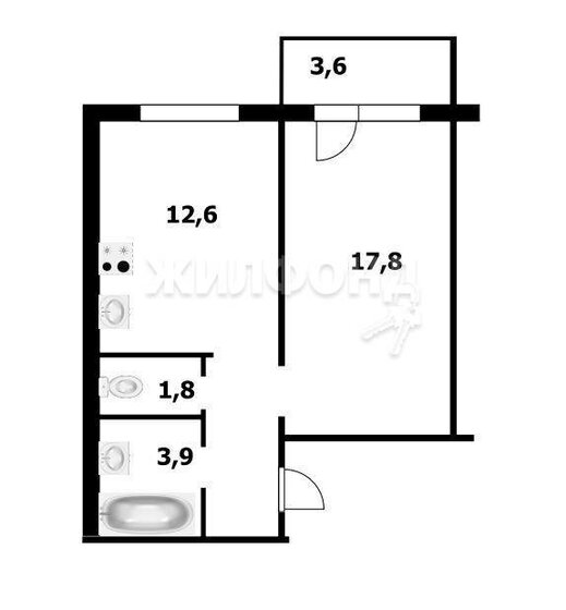 34,2 м², 1-комнатная квартира 6 050 000 ₽ - изображение 1