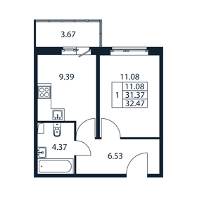 31,1 м², 1-комнатная квартира 4 500 000 ₽ - изображение 144