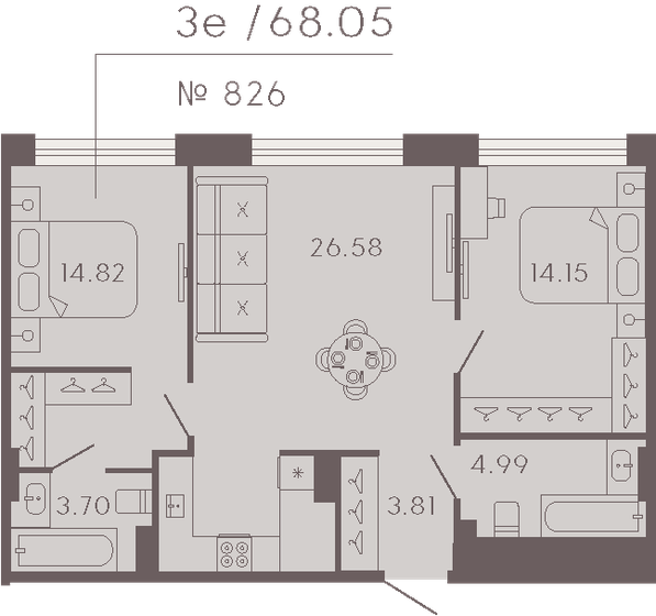 68,1 м², 2-комнатные апартаменты 68 430 568 ₽ - изображение 1