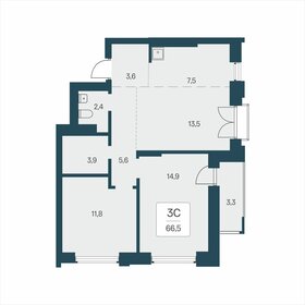 Квартира 66,5 м², 3-комнатная - изображение 1