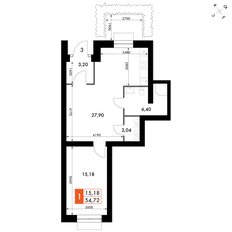 Квартира 54,7 м², 2-комнатная - изображение 2