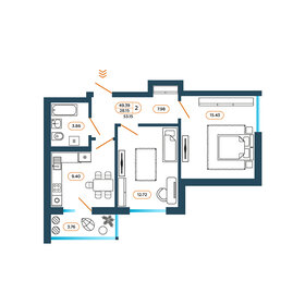 Квартира 54,2 м², 2-комнатная - изображение 1