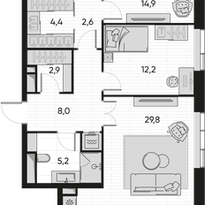 Квартира 92,5 м², 3-комнатная - изображение 2