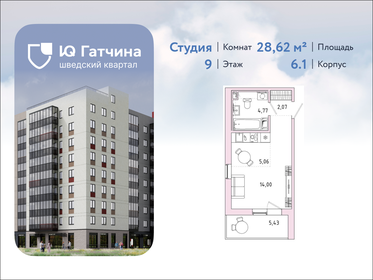 Квартира 28,6 м², студия - изображение 1