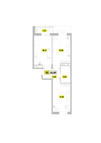 Квартира 65,8 м², 3-комнатная - изображение 1