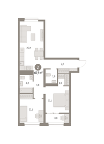 70 м², 2-комнатная квартира 13 060 000 ₽ - изображение 16