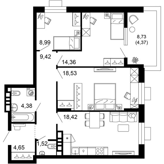 84,6 м², 3-комнатная квартира 15 021 825 ₽ - изображение 1