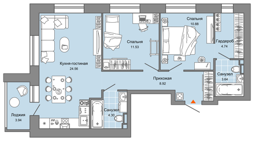 107,6 м², 3-комнатная квартира 8 990 000 ₽ - изображение 57