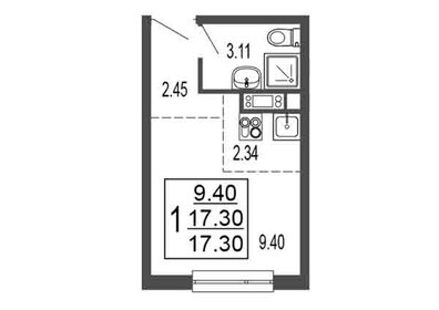 Квартира 17,3 м², студия - изображение 1