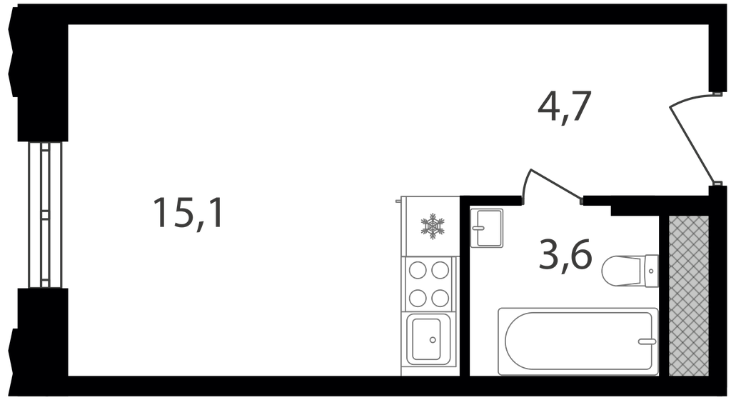 23,4 м², апартаменты-студия 7 719 660 ₽ - изображение 30