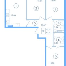 Квартира 82,3 м², 3-комнатная - изображение 2