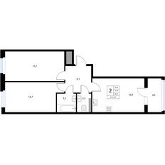 Квартира 60,2 м², 3-комнатная - изображение 2