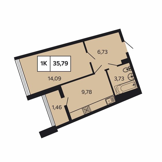 35,8 м², 1-комнатная квартира 11 452 800 ₽ - изображение 1