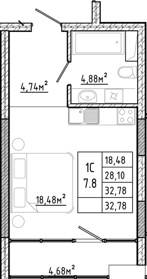 32,8 м², квартира-студия 8 834 210 ₽ - изображение 13