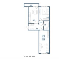 Квартира 56,6 м², 2-комнатная - изображение 2