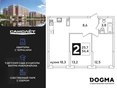 Квартира 56,4 м², 2-комнатная - изображение 1