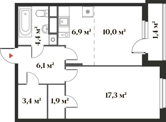 51,4 м², 2-комнатная квартира 12 147 686 ₽ - изображение 25