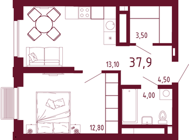 37,2 м², 1-комнатная квартира 8 555 506 ₽ - изображение 48