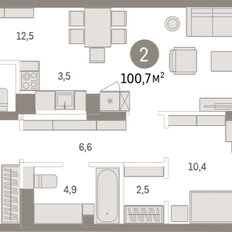 Квартира 100,7 м², 2-комнатная - изображение 3