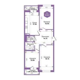 Квартира 89,9 м², 3-комнатная - изображение 1