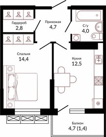 Квартира 39,8 м², 1-комнатная - изображение 1