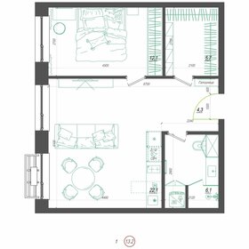 Квартира 52,5 м², 2-комнатная - изображение 1