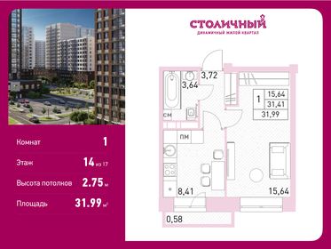 Квартира 32 м², 1-комнатная - изображение 1